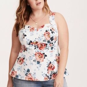 Torrid White Floral Blouse
